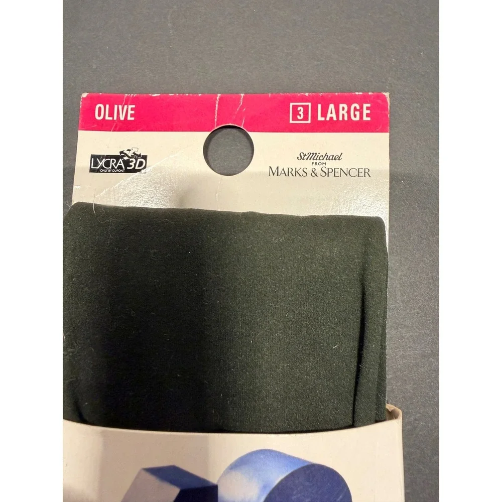 St Michael Marks & Spencer Olive G40 Light Opaque Tights Lycra 3D Sz L
